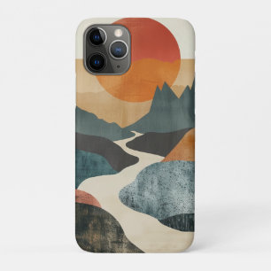 Capa Para iPhone 11 Pro Paisagem do Rio do Pôr do Sol da Montanha em Verde