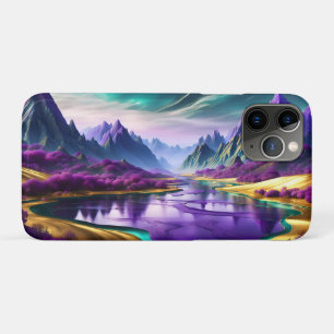 Capa Para iPhone 11 Pro Paisagem Dourada e Roxa Gloriosa