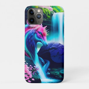 Capa Para iPhone 11 Pro Paisagem Mágica Cama d'água e Flores Dois