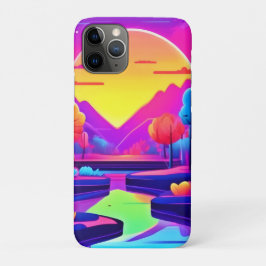 Capa Para iPhone 11 Pro Paisagem neon Sunset