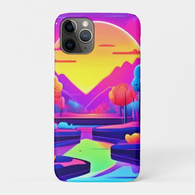 Capa Para iPhone 11 Pro Paisagem neon Sunset (Verso)