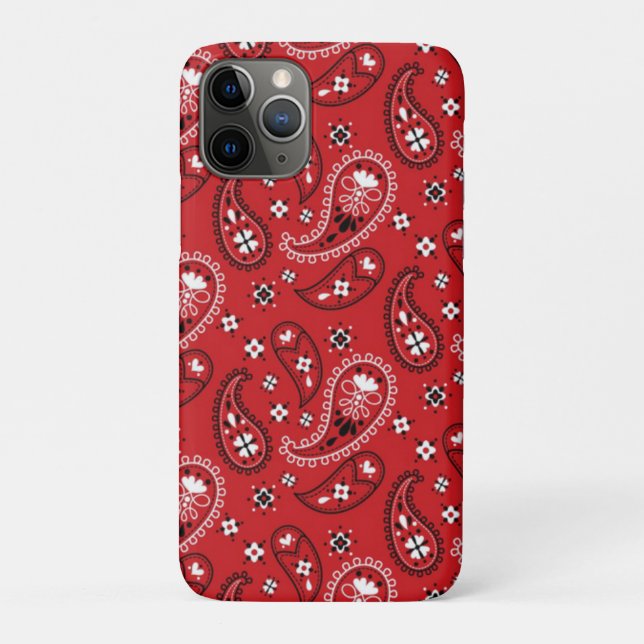 Capa Para iPhone 11 Pro Paisley Pattern com Fundo Vermelho-23214 (Verso)