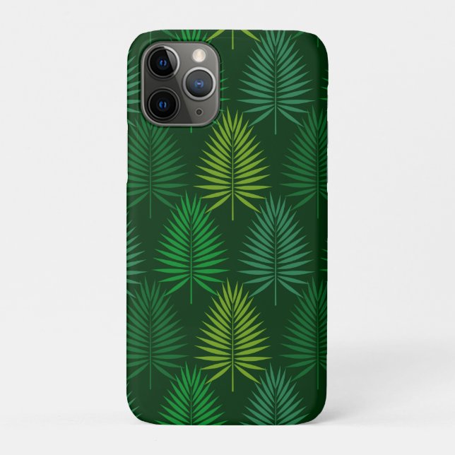 Capa Para iPhone 11 Pro Palma verde deixa padrão botânico (Verso)