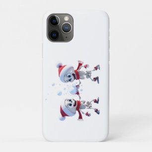 Capa Para iPhone 11 Pro Papai Noel Esqueletos Engraçados em uma Batalha de
