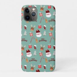 Capa Para iPhone 11 Pro Papais noeis Bonitos Reindeer Candy Cane Gingerpão