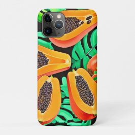 Capa Para iPhone 11 Pro Papaya e Folhas Novo Padrão