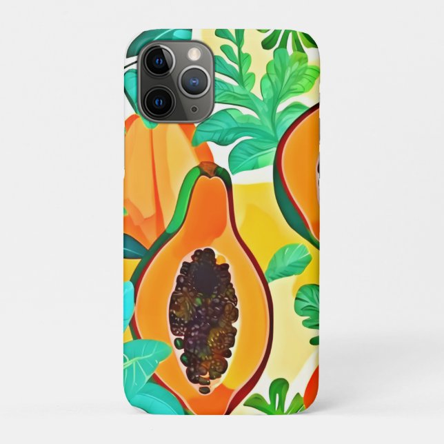 Capa Para iPhone 11 Pro Papaya Pop Art tropical (Verso)