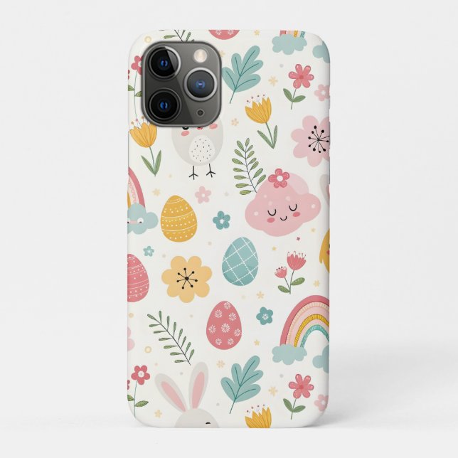 Capa Para iPhone 11 Pro Páscoa Bunny Pattern (Verso)