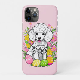 Capa Para iPhone 11 Pro Páscoa Poodle com flores