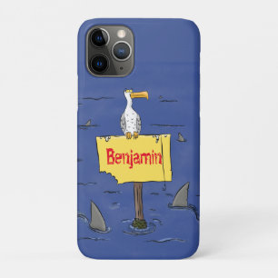 Capa Para iPhone 11 Pro Pássaro marinho engraçado circulado por desenhos