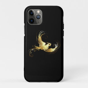 Capa Para iPhone 11 Pro Pássaro ouro sobre fundo preto