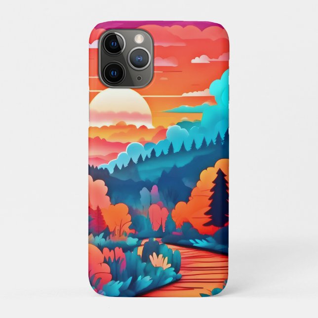 Capa Para iPhone 11 Pro Passe do Sol Através da Floresta de outono (Verso)