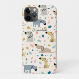 Capa Para iPhone 11 Pro Pastel Terrazzo Funny Cute Dog Patterno