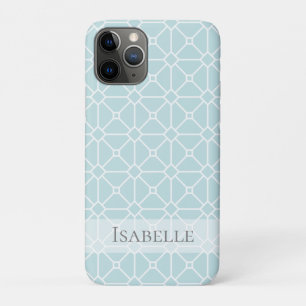 Capa Para iPhone 11 Pro Patten Branco Turquesa Branca Moderna Personalizad