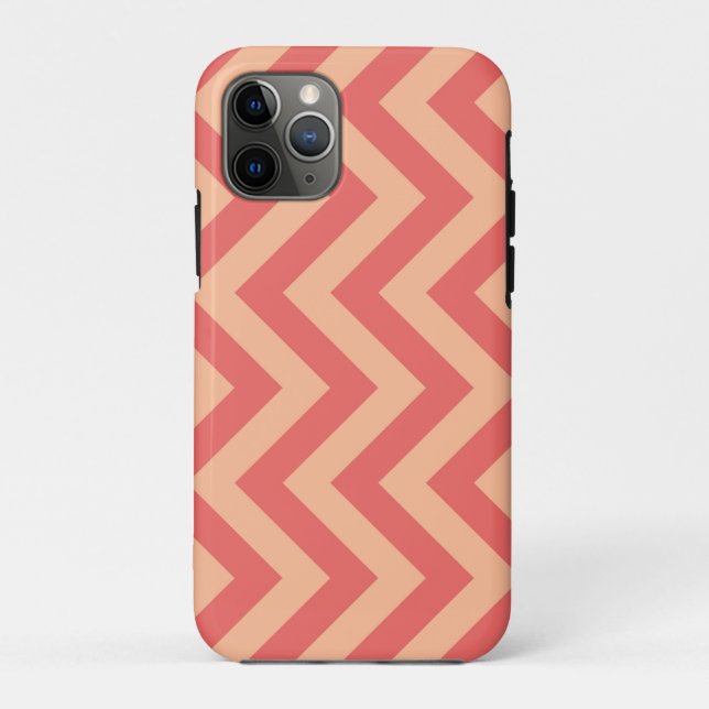 Capa Para iPhone 11 Pro Peach Fuzz e Cranberry Chevron (Verso)