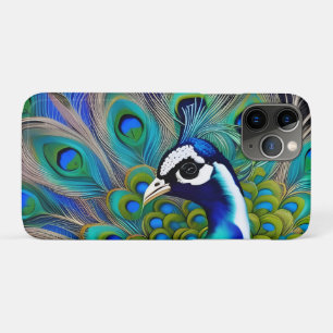 Capa Para iPhone 11 Pro Peacock Branco Azul e Verde