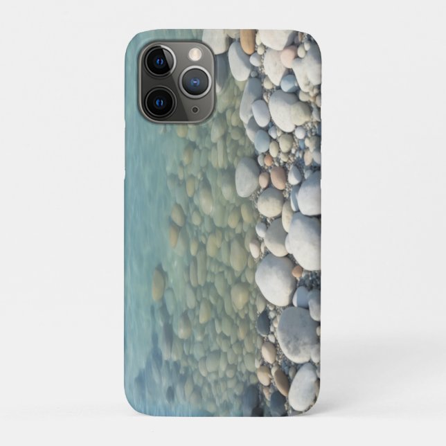 Capa Para iPhone 11 Pro Pedras Praia Linda Natureza Pebbles Shore (Verso)