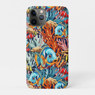 Capa Para iPhone 11 Pro Peixes Tropicais Vibrações Coloridas de Verão