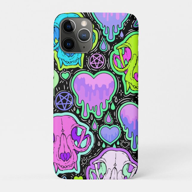 Capa Para iPhone 11 Pro Peles de gatos trippy (Verso)