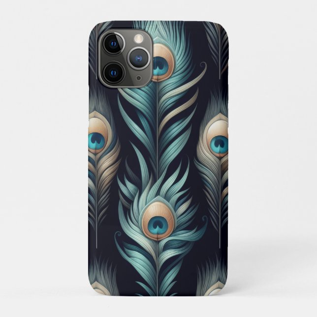 Capa Para iPhone 11 Pro Penas de Pavão (Verso)