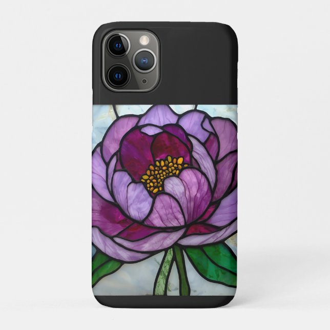 Capa Para iPhone 11 Pro Peônia Roxa Manchada  (Verso)