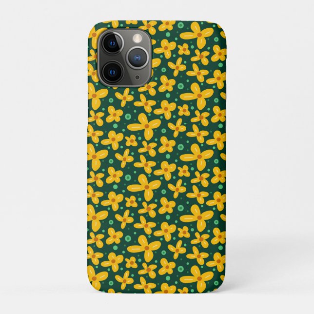 Capa Para iPhone 11 Pro Pequenas flores amarelas (Verso)