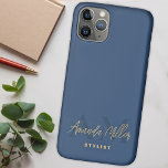 Capa Para iPhone 11 Pro Personalizado Com Nome Dourado Monograma Azul<br><div class="desc">Apresentando a Capa de telefone Personalizada com Marinho Azul Dourado Monograma - um acessório personalizado que combina perfeitamente o estilo individual com a melhor proteção do telefone. Esta capa de telefone monográfica apresenta um nome personalizado e um monograma desenhados em um sofisticado script cursivo manuscrito, que oferece um toque exclusivo...</div>