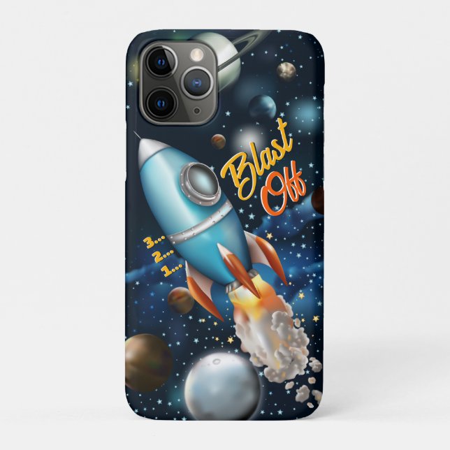 Capa Para iPhone 11 Pro Personalizar a Aventura do Espaço de Rocketship (Verso)
