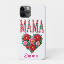 Capa Para iPhone 11 Pro Personalized Mama Heart Floral Custom Gift