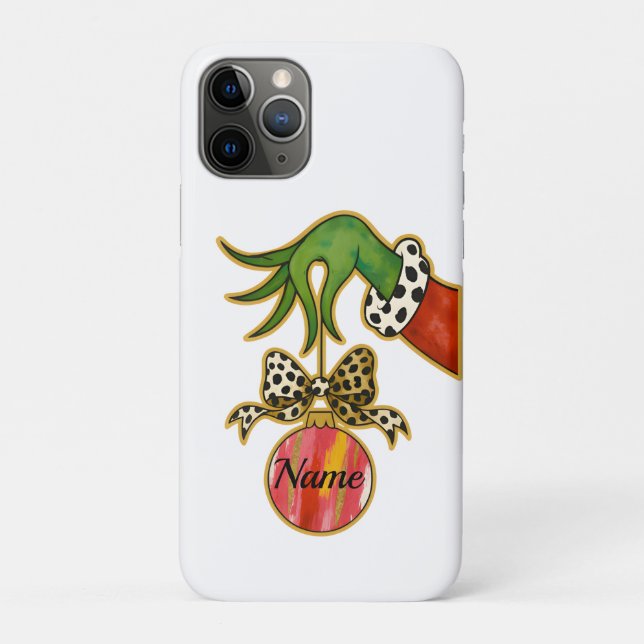 Capa Para iPhone 11 Pro personalized Name Leopard Bow Parrot Ornament (Verso)