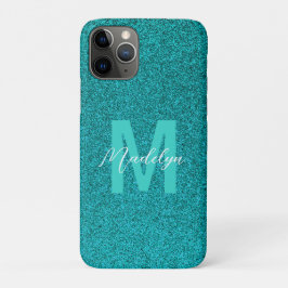 Capa Para iPhone 11 Pro Personalized Name Stylish Glitter green