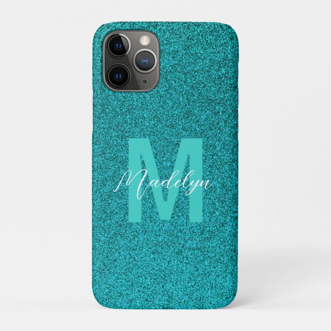 Capa Para iPhone 11 Pro Personalized Name Stylish Glitter green (Verso)