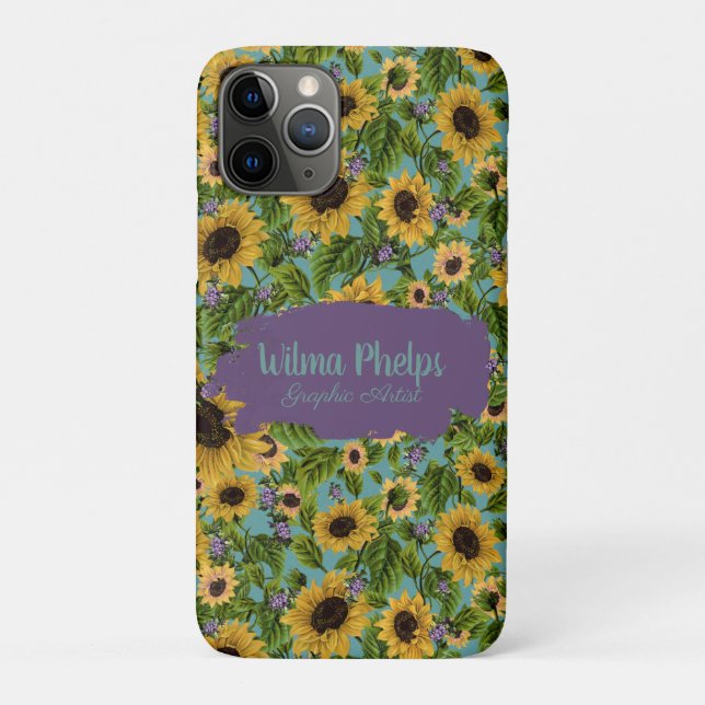 Capa Para iPhone 11 Pro Personalized "Sunflower Rapture"  (Verso)