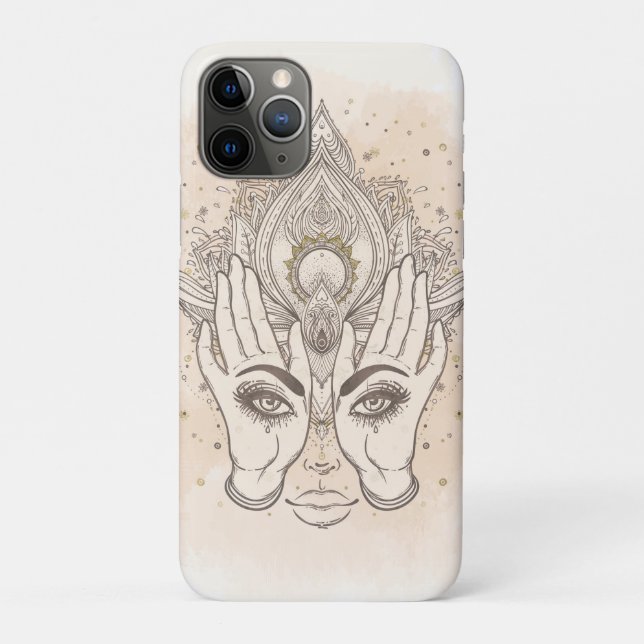Capa Para iPhone 11 Pro Pêssego & Dourado Boho Flor de Lótus Beleza (Verso)