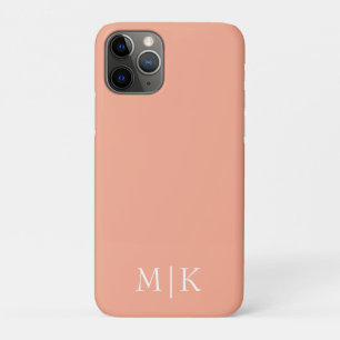 Capa Para iPhone 11 Pro Pêssego e Branco Monograma Moderno