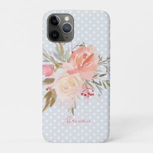 Capa Para iPhone 11 Pro Pêssego Moderno e Floral Rosa Personalizado