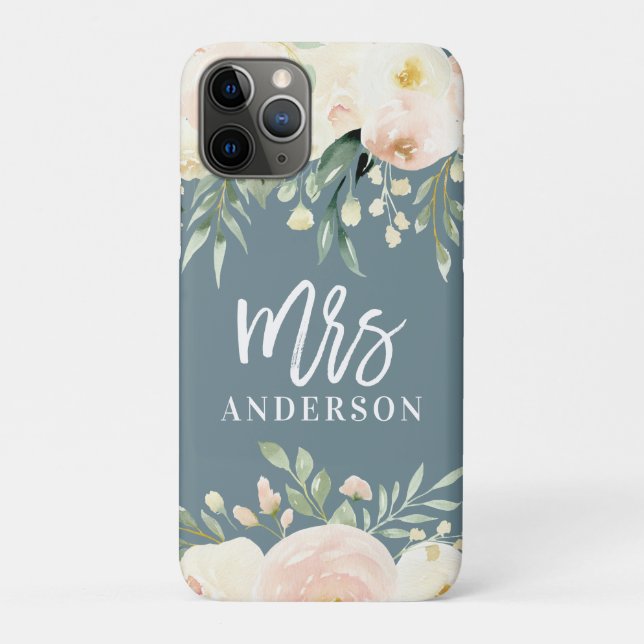 Capa Para iPhone 11 Pro Pessegueiro floral Sra. presente de casamento (Verso)