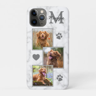 Capa Para iPhone 11 Pro Pet Photo Collage Moderno Monograma Cão Branco Mar