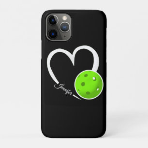 Capa Para iPhone 11 Pro Pickleball Love Personalizado Branco e Verde limão