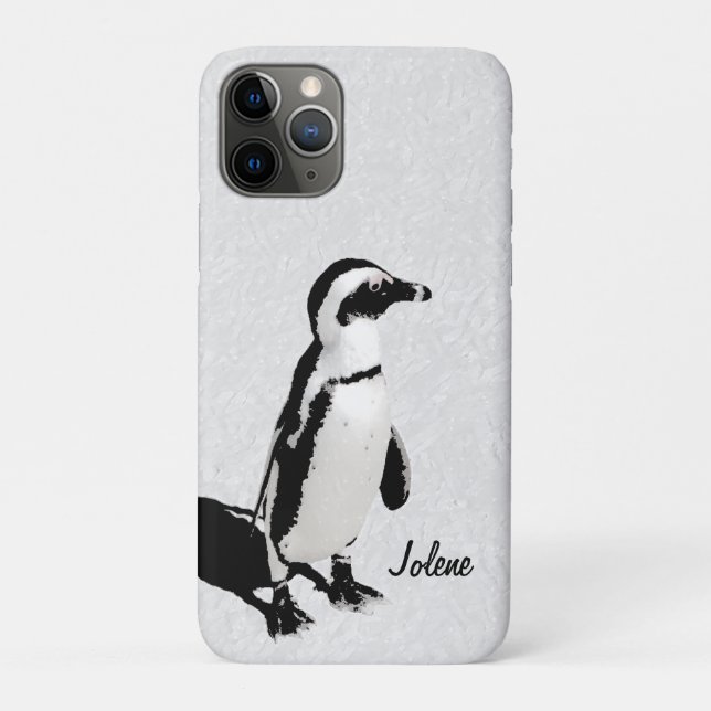 Capa Para iPhone 11 Pro Pinguim Branco Negro Moderno Artsy (Verso)