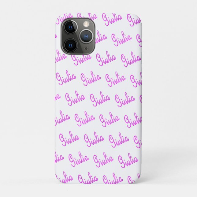 Capa Para iPhone 11 Pro Pink Mosaic Giulia Name (Verso)