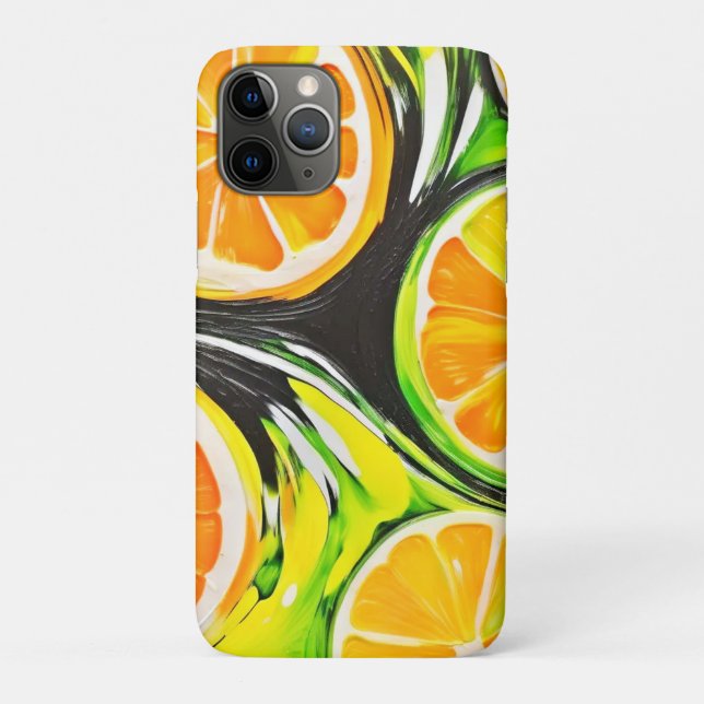Capa Para iPhone 11 Pro Pintura de Citros Vibrante (Verso)