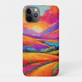 Capa Para iPhone 11 Pro Pintura de Paisagem Sunset Colorida de Montanha