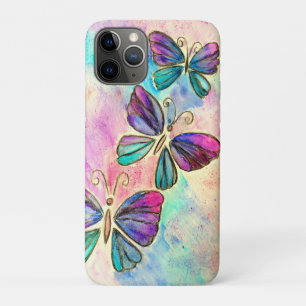 Capa Para iPhone 11 Pro Pintura em Aquarela - Borboletas Coloridas Bonitas