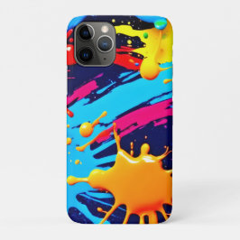 Capa Para iPhone 11 Pro Pintura Neon Vibrante em Expressão Fluida