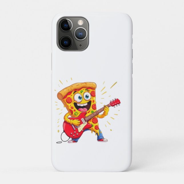 Capa Para iPhone 11 Pro **Pizza Rock ’n’ Roll – Fatia Engraçada Tocando Gu (Verso)