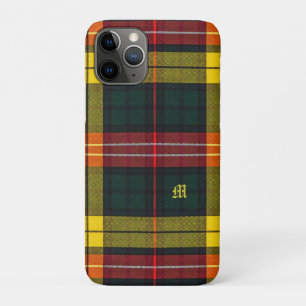 Capa Para iPhone 11 Pro Plaid do Clã Buchanan Padrão Escocês Monograma