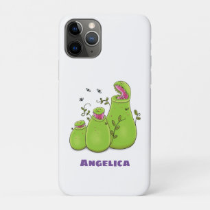 Capa Para iPhone 11 Pro Plantas jarro carnívoras verdes engraçadas desenho