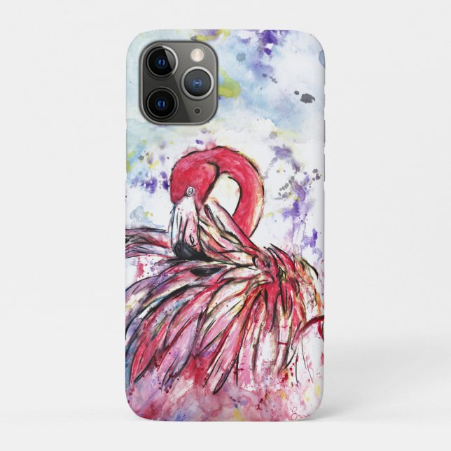 Capa Para iPhone 11 Pro Plumes au rose (Verso)