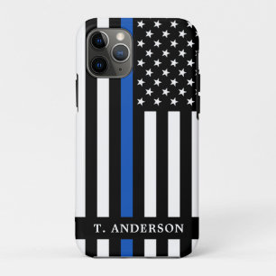 Capa Para iPhone 11 Pro Policial Moderno Personalizado Linha Azul Fino